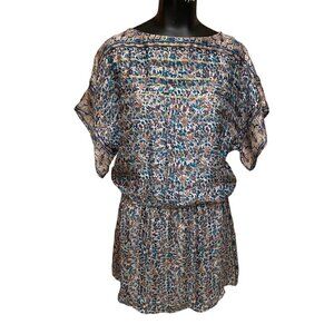Joie Sofinne Silk Floral Print Blouson Minidress, Dusty Mink Size XS